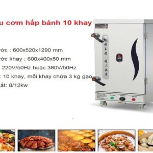 Tủ nấu cơm hấp bánh 10 khay điện hàng nhập khẩu